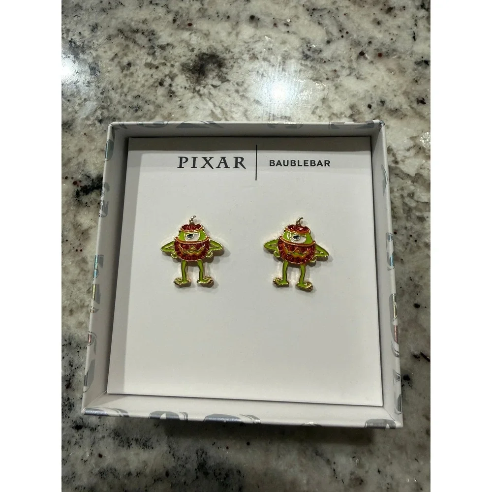 Disney Pixar BaubleBar Mike Wazowski Pumpkin Halloween Stud Earrings Monsters